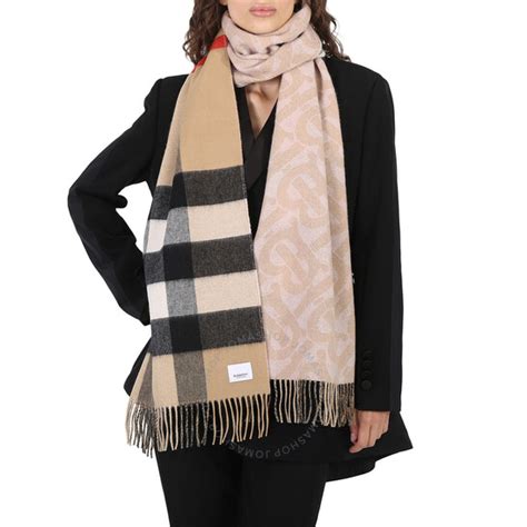 Reversible Check Cashmere Scarf in Alabaster/wax 